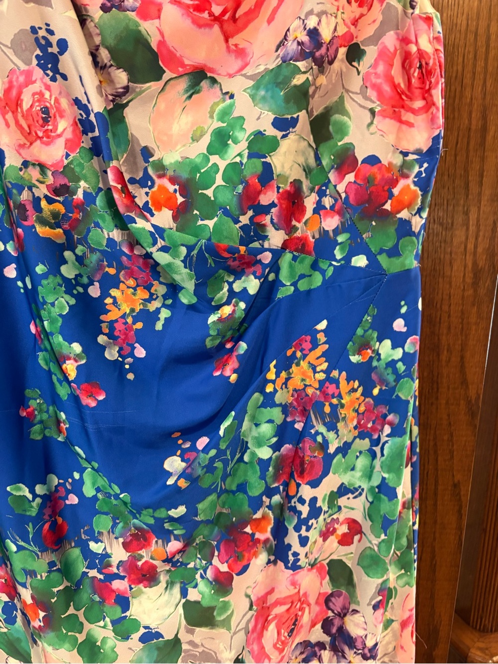 FINAL PRICE Suzi Chin Maggy Boutique $168 Watercolor Draped Sheath Dr 14 AS IS - Picture 5 of 16